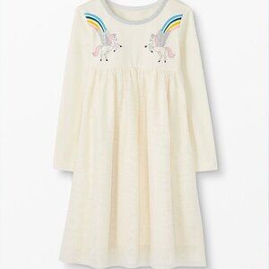 Hanna Andersson Pegasus Rainbow Tulle Dress | Cream | Size 6–7 (120 cm)